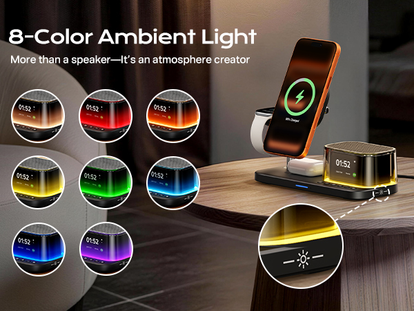5-in-1 Charging Station with 8 Color Light