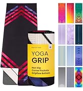 Yoga Drip Yoga Towel - Non Slip Hot Yoga Mat Towel With Corner Pockets, No-Skid Grip, and Built-i...