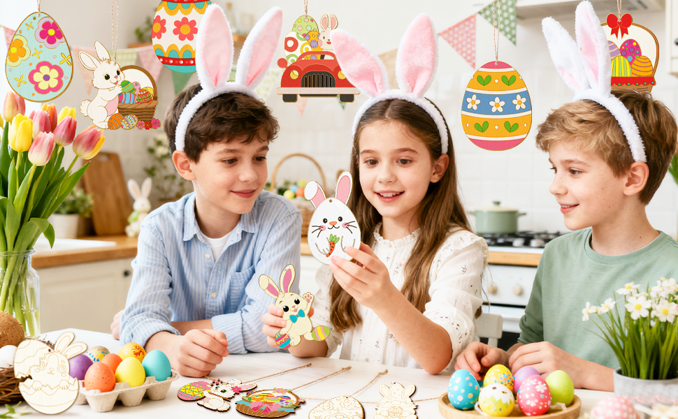easter wooden bunny ornaments