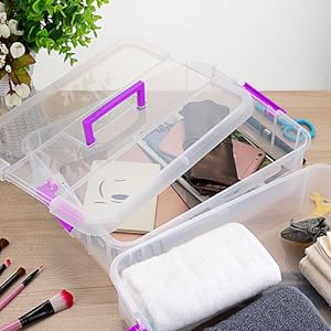 2-Tiers Stack Carry Storage Box With Handle