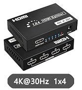 4K 1x4 HDMI Splitter 1 in 4 Out, 4 Ports HDMI Splitter with Power Adapter, 4Kx2K@30Hz 3D HD Distr...