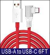 Jelanry Right Angle 6FT USB A to C Cable for OnePlus SuperVOOC Warp Charging Cable 80W 67W 65W, F...