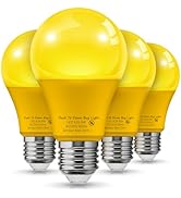 L LOHAS LED 40W Equivalent A19 Amber Porch Light Bulbs, 6W Dusk to Dawn Sensor Yellow Bug Light B...