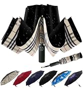 LLanxiry Compact Travel Umbrella Small Inverted Umbrellas for Rain Portable Windproof UV Protecti...