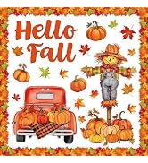 JarThenaAMCS Fall Thanksgiving Bulletin Board Decorations Maple Leaves Pumpkin Scarecrow Truck Cu...
