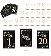 JOYIT 21 Sets Wedding Table Number 1-20 and Head Table Card with 21 Pcs Tables Number Holders, Bl...
