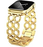 JR.DM Gold Bands for Women Compatible with Apple Watch 38/40/41/42/44/45/46/49mm Adjustable Stain...