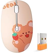 FMOUSE Cute Wireless Mouse, Silent Dual Mode Bluetooth Mice for Laptop, iPad, Comupter, Tablet wi...