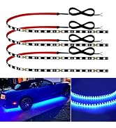 Keiurot 12V Led Light Strip 24" Connectable Blue Led Strip Lights for Cars Golf Cart Motorcycle B...