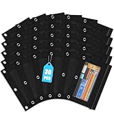 Shemira Pencil Pouch for 3 Ring Binder, 30 Pack Black Pencil Pouches Bulk, Binder Pencils Pouchs'...