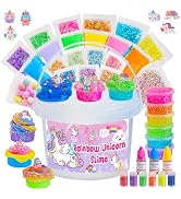 Crystal Clear Slime Kit with 36 Add-ins & 17 FL OZ Premade Base - DIY Rainbow Slime Making Kit in...