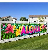 HOMETITUTE Luau Party Decorations Aloha Hawaiian Fence Banner 118 x 20 Inch | Hawaiian Banner Tro...