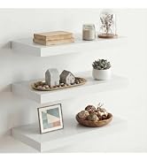 Fun Memories 10" Deep Floating Shelves with Invisible Brackets, 20" Wall Shelves for Bathroom Bed...