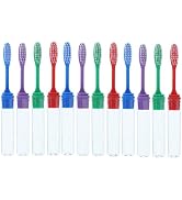 Henry Schein Acclean Travel Toothbrush Full Head with Cover, Assorted Colors, 12 Count Box, Porta...