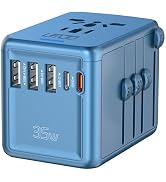 URJD Universal Travel Adapter, 35W PD Fast Charging & 2 USB C 3 USB A & 2500W AC Outlet, Internat...