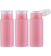 owlyee 3PCS Nail Polish Remover Bottles, 5.3oz Push Down Pump Alcohol Dispenser, Empty Makeup Ace...