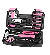 39 Piece All Purpose Basic Household Pink Tool Kit for Women - Small Tool Set with Toolbox Great ...