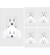 CML Wall Outlet with LED Night Light, 15 Amp Decorator Receptacle with Automatic Dusk to Dawn On/...