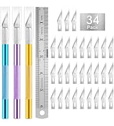 3PCS Craft Knife Hobby Knife Includes 30PCS Spare Exacto Knife Blades #11 and A Ruler, HEADLEY TO...