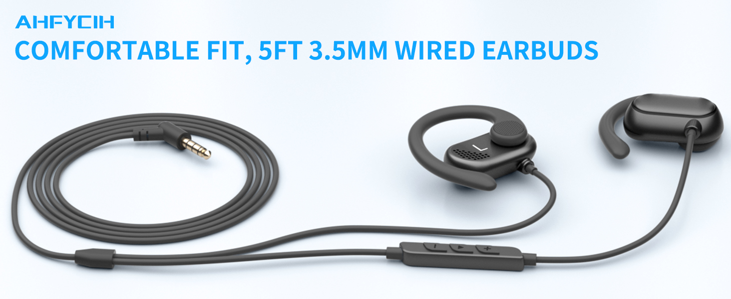 5FT Open Ear 3.5MM Headphones Wired Earbuds