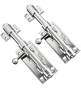 2Pack Door Latch Lock Barrel Bolt 6 Inch, 304 Stainless Steel Slide Gate Latches Security Thicken...