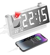 GuDoQi Projection Alarm Clock for Bedroom, Digital Clock with 180° Projector, 7" Large LED Displa...