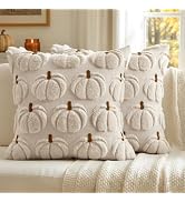 MIULEE Fall Pumpkin Pillow Covers Fall Decor Beige Brown Stem 18x18 | Decorative Autumn Harvest,F...