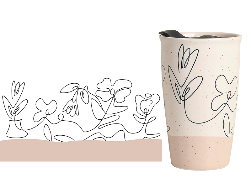 ceramic travel mug coffee mug with lid flower insulated to go ceramic mug double wall traveling