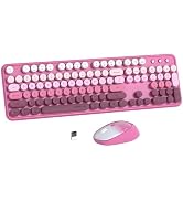 UBOTIE Colorful Computer Wireless Keyboards Mouse Combos, Typewriter Flexible Keys Office Full-Si...