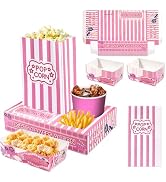 Rzoklot 48 PCS Pink Movie Night Party Supplies – 24 Snack Boxes, 12 Food Trays, 12 Popcorn Bags –...