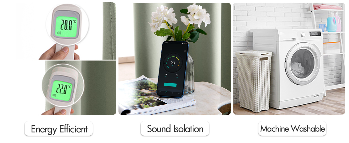 Curtain panel sets decor black out thermo block sun privacy energy efficient lightweight solid
