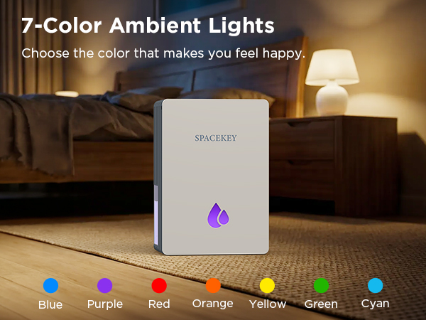 bedroom dehumidifier with 7 color ambient lights changing led night light for sleep
