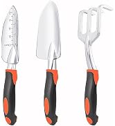 Garden Tools Set, 3 Pack Heavy Duty Gardening Tools Set Include Garden Shovel, Transplant Trowel ...