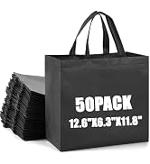 50pcs Reusable Non Woven Shopping Totes with Handles - Large Reusable Bags