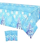FunHot Frozen Tablecloths, 2 Pcs Blue Snowflake Table Covers, 54 x 108 Inch Rectangle Ice Castle ...