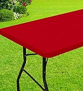 Smiry Rectangle Picnic Table Cloth, Waterproof Elastic Fitted Tablecloths for 6 Foot Tables, Wash...