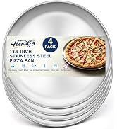 Herogo 13.5 Inch Stainless Steel Round Pizza Pan Plates Set of 4, Large Healthy Pizza Tray Platte...