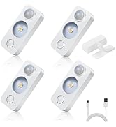 NIEGNOWOO LED Motion Sensor Puck Lights, Rechargeable Cabinet Lights, Stick on Wireless LED Night...