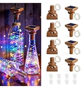 VOOKRY 8 Pack Solar Powered Wine Bottle Lights, 20 LED Waterproof Outdoor Solar Fairy String Cork...