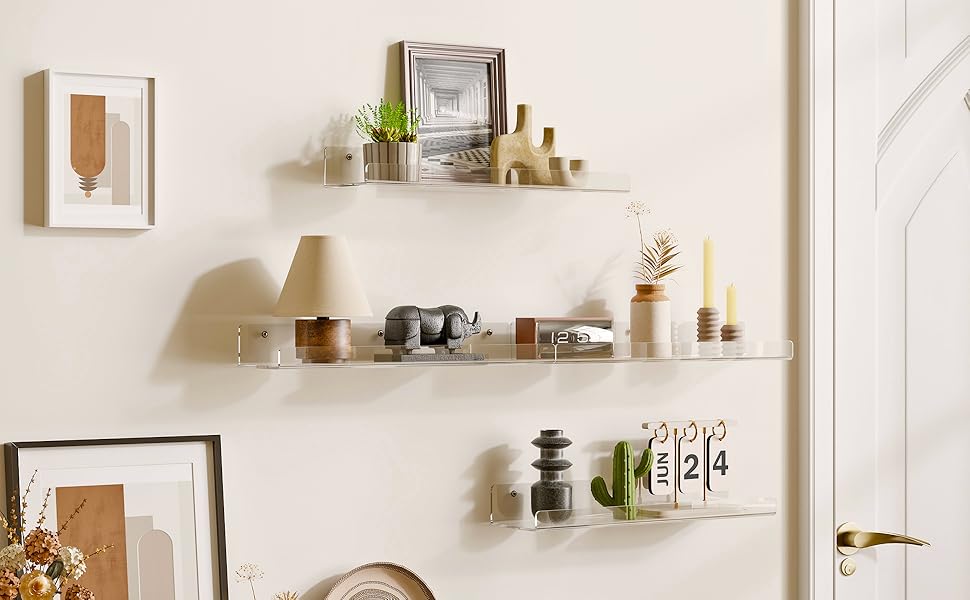 wall storage shelves vinyl floating acrylic shelf bedroom holder bathroom record book perfume clear