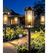 DERAYSION Solar Lights Outdoor Pathway, 8 Pack LED Solar Garden Lights, 21-Inch Waterproof Auto o...