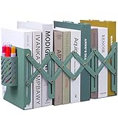 MSDADA Adjustable Bookends, Bookends for Heavy Book, Expandable Book Organizer with Pen Holder fo...
