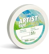 JusArt Artist Tape for Watercolor Paper, 1/2 inch Wide 200FT Long, White Art Tape for Masking, Dr...