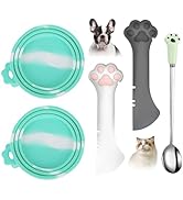 Comtim 5 PCS Pet Food Can Lids & Spoons Set - Silicone Dog Cat Food Can Covers Lids Top/Multi-Fun...