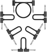 Augioth 6 Inch 5 Pack + 12 Inch 1 Pack Guitar Patch Cable 1/4 Right Angled TS Effect Pedal Cord