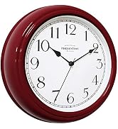 PresenTime & Co Chic Home Collection 10" Molly Clock, Silent No Ticking, Red Color