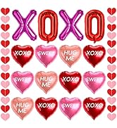 DMIGHT 18 Pcs Valentines Galentines Day Decorations, XOXO Letters Balloons, Love Foil Balloons wi...