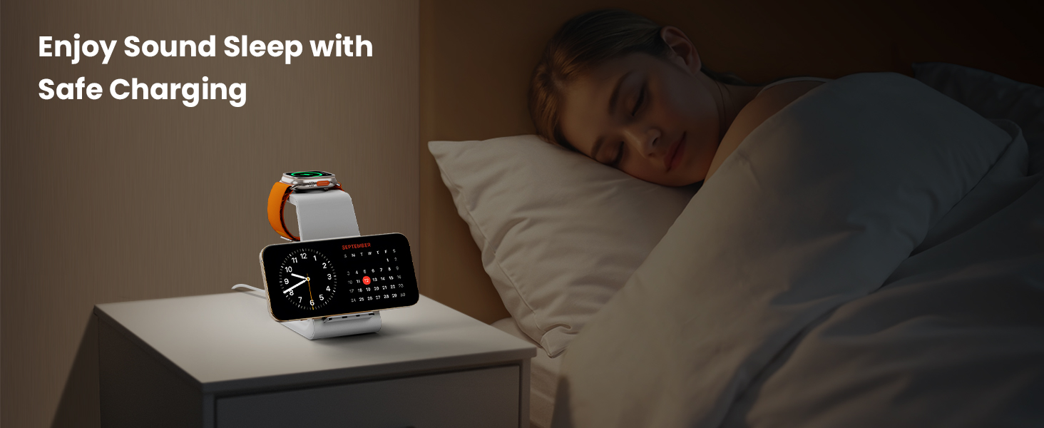 GEEKERA 3 in 1 Wireless Charging Station for Apple Fast Wireless Charger Stand Dock for iPhone