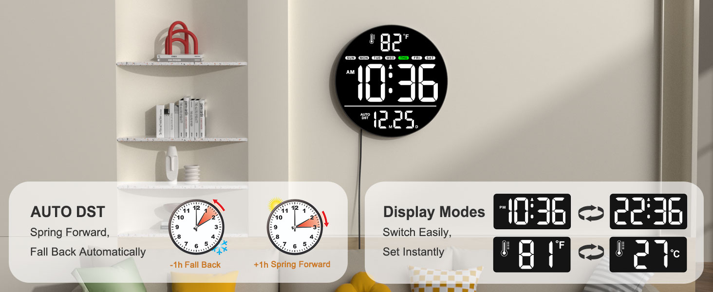 led wall clock with AUTO DST