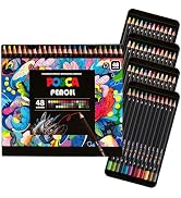 POSCA Colored Pencils, Soft Core, 48 Count, Ultra-Smooth, Rich Pigment, Vibrant Colors for Blend...